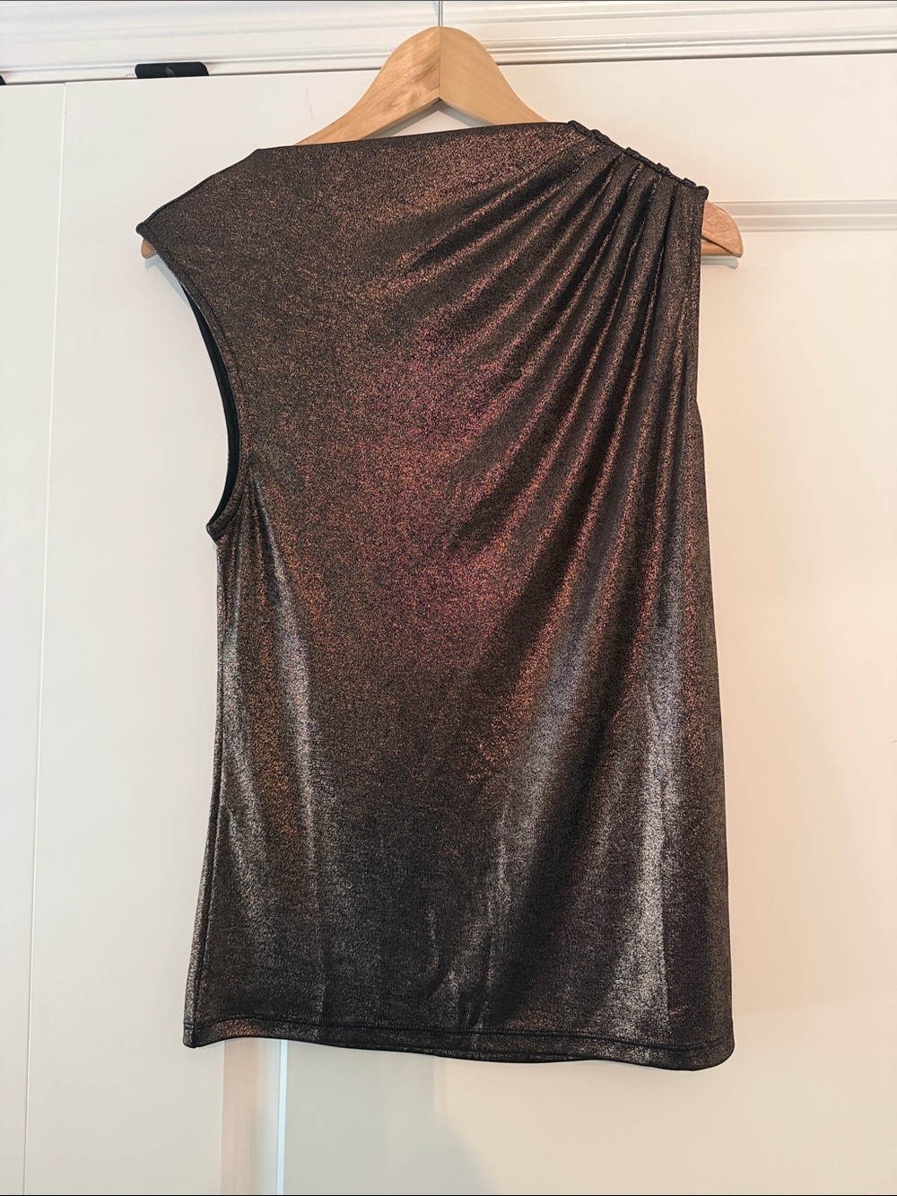 Banana Republic Factory Metallic Bronze Rouched Shoulder Tank Medium M